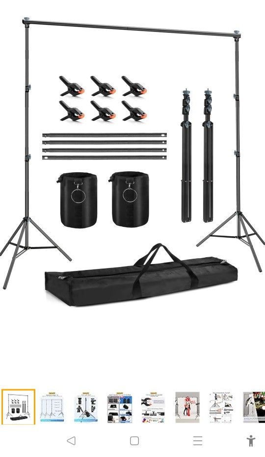 Backdrop Stand for Parties, HEMMOTOP 10x7.5 ft Heavy Duty Photo Backdrop Stand Kit Adjustable for Photoshoot, Photography Backdrops Stands with 2sandb