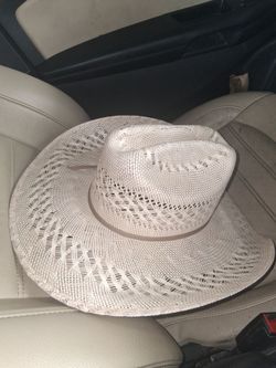 White Woven Straw Cowboy Hat size 6 7/8 Cody james