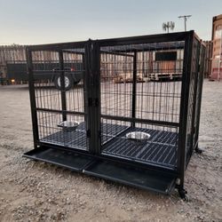 49”in Extra Large Dog Cage Crate With Bowls, Foldable & Stackable (New In The Box)