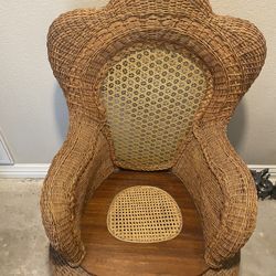 Vintage Rattan Wicker Chair With Cane Seat 