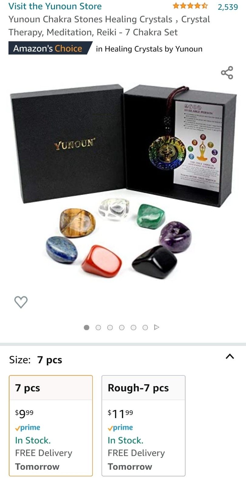 Yunoun Chakra Stones Healing Crystals,Crystal Therapy, Meditation, Reiki - 7 Chakra Set