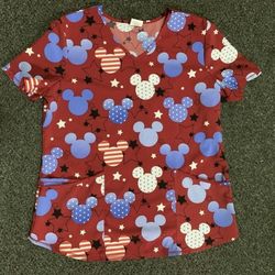 Disney Mickey Mouse womens size XL extra large Fourth 4th of July patriotic scrub top - new never worn