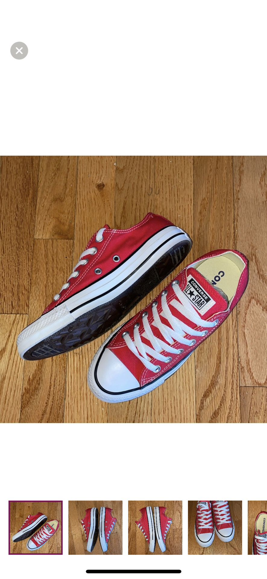 Red Low Top Converse Size 6.5