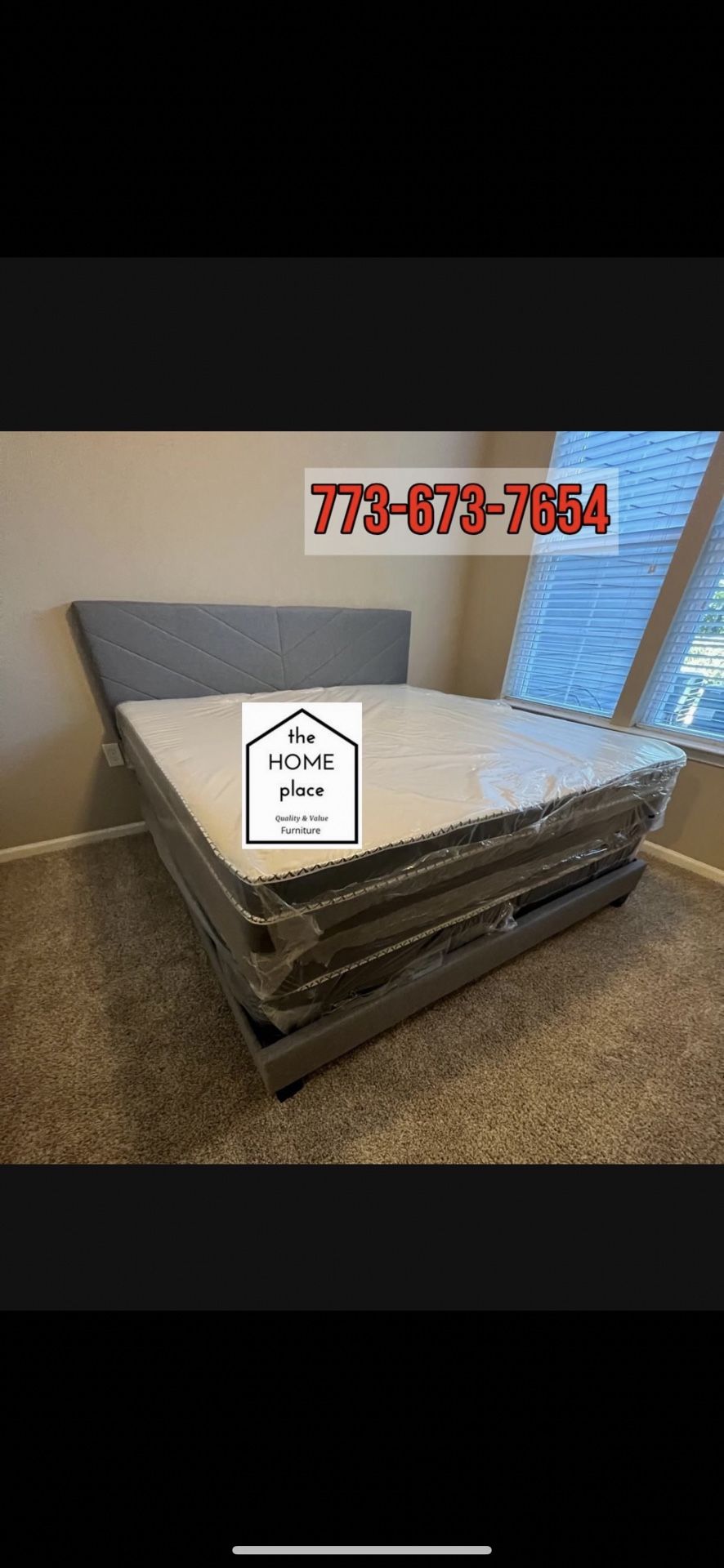 Brand New King Bed Frame with Mattress & Box Spring For Only $449 🚨Ready for Delivery 🚛