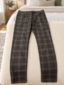 Plaid Straight-Leg Pants