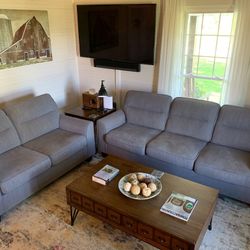 Matching Blue Sofa And Loveseat Set