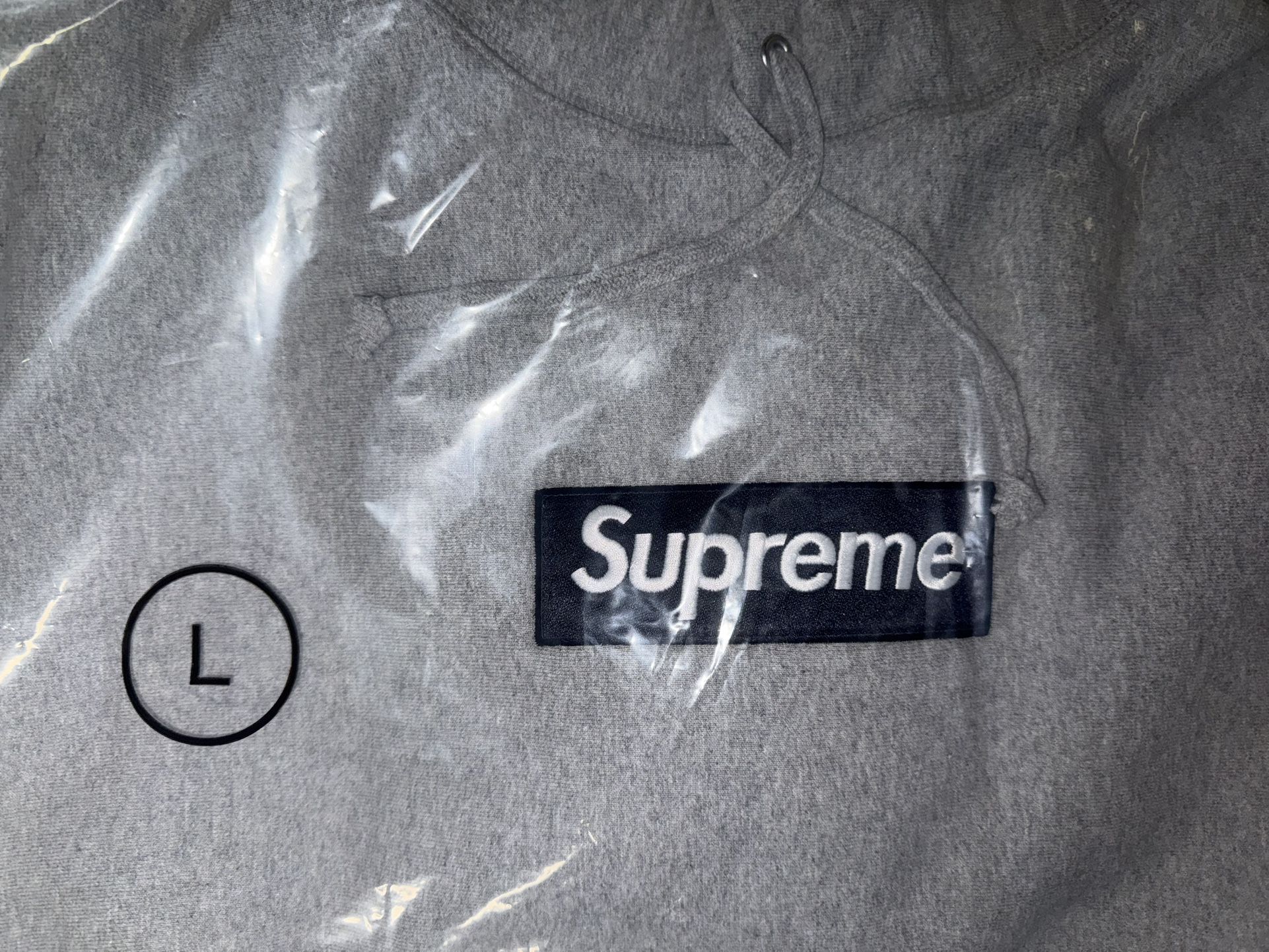 Supreme Box Logo Hooded Sweatshirt Heather Gray Size Large