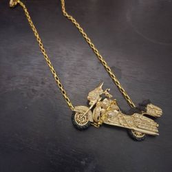 Harley Davidson Street Glide Gold Necklace Bling Chain
