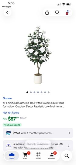 4ft artificial camellia tree