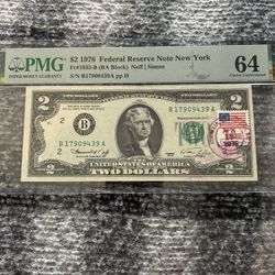 1976 First Day Stamp Cancel $2 Bill