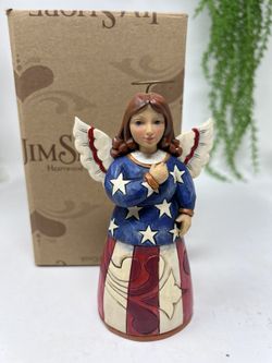 J11 Jim Shore Heartwood Creek – Patriotic Angel Figurine – 5.25” – Red, White & Blue – With Box