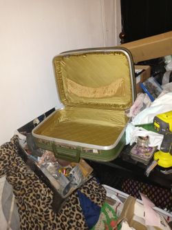 Vintage Green Leather Suitcase