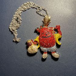Iced Out Kool-Aid Man Pendant w/ Chain 💎 Gold Plated Clean