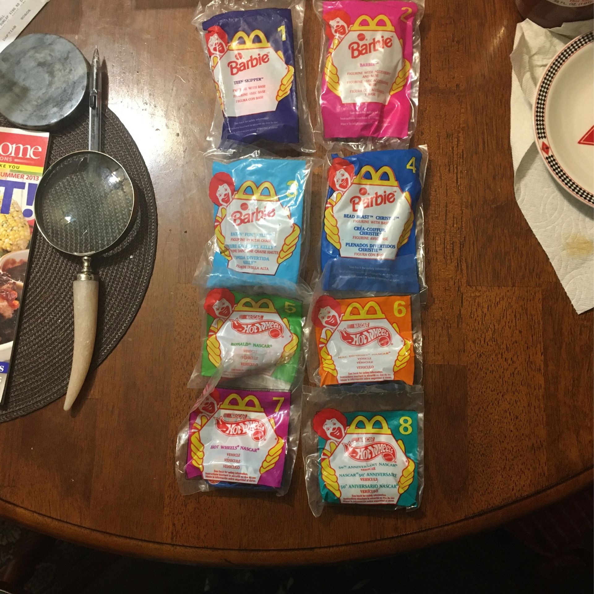 1998 Vintage Mc Donald’s - Barbie & Hot Wheels Set Of 8 NIP
