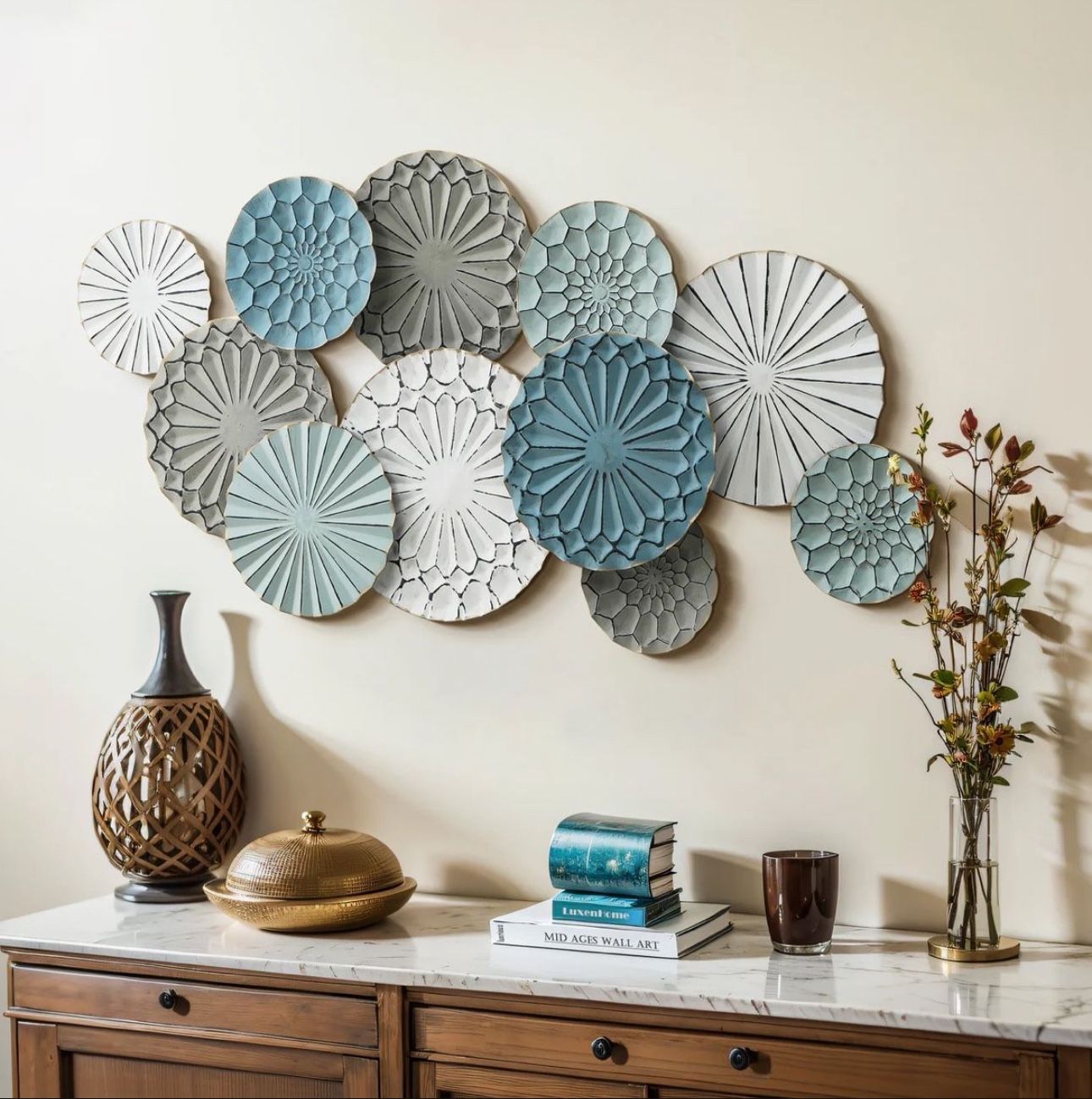 LuxenHome 48.03-in W x 24.8-in H Metal Floral Wall Sculpture ,A1244