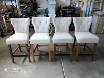 Ivory Fabric Barstools (4)