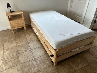 Selling a solid wood bedroom set in great condition. Perfect for a guest room, kids' room, or small space setup! Includes: 2x IKEA UTÃ…KER Stackable T