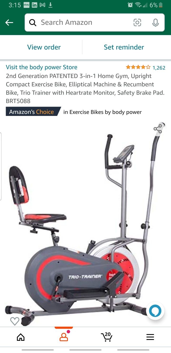 Assembled But Never Used 3-in-1 Home Gym, Upright Compact Exercise Bike, Elliptical Machine & Recumbent Bike