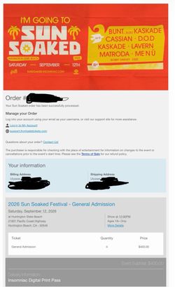 Sun soaked tickets (3 tickets)