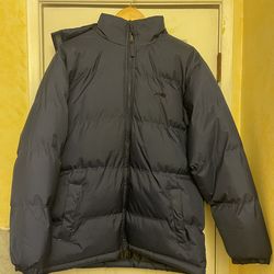 Avia Men's Blue Puffer Jacket M with Removable Hood Casual Mid-Length