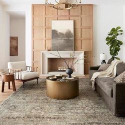 Olive/Charcoal Area rug 7'-6" x 9'-6", Soft, Durable, Vintage Inspired, Low Pile, Non-Shedding