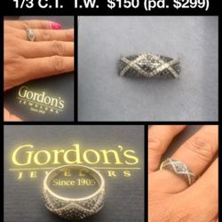 Black And White Diamond, White Gold Ring Anniversary, Engagement, Wedding