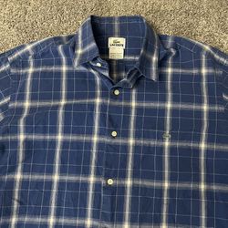 Lacoste Vintage Plaid Prep Casual Cotton Long Sleeve Shirt Mens 42 (Large)