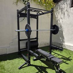 New Vesta Pr3000 Squat Rack | 230lbs Bumper plates | Adjustable Bench | Barbell | Plus Attachments Seen | FREE DELIVERY 🚚
