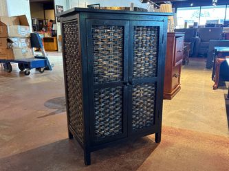 Breezy Black Woven Panel Cabinet