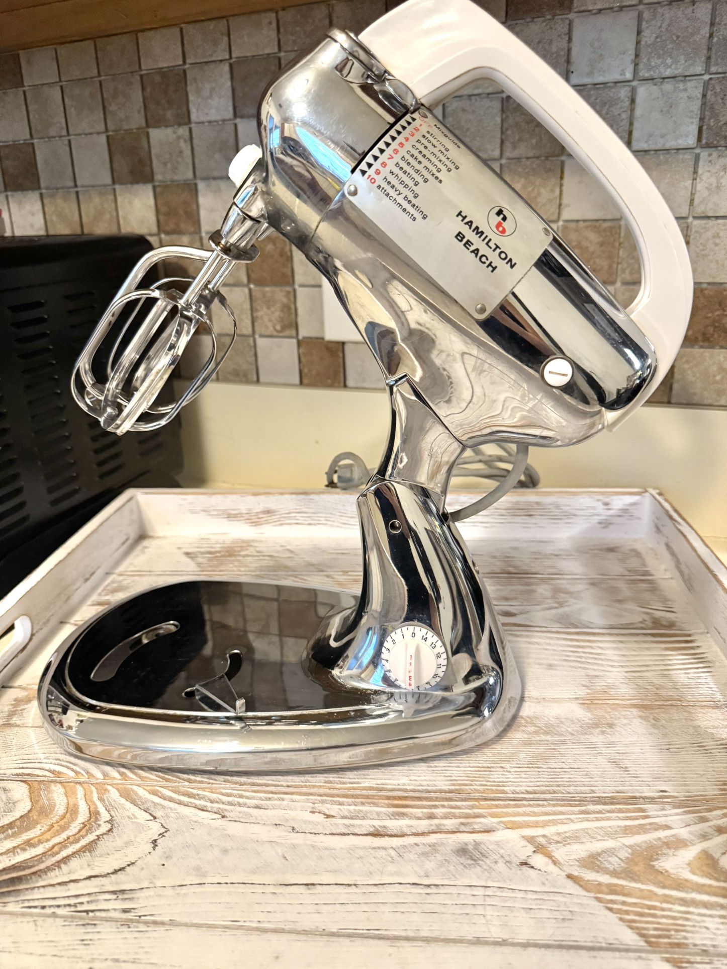 Vintage Hamilton Beach Scovill Stand 10 Speed Mixer Model K Chrome Circa 1938 Working/ Tested