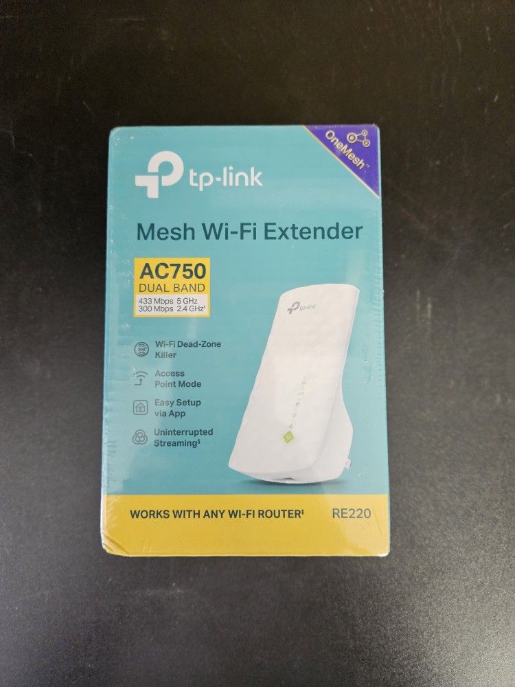 TP-Link AC750 Mesh Wi-Fi Extender (RE220) – Brand New, Sealed