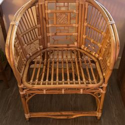 Vintage Bamboo Rattan Accent Chair – Boho / Coastal Style