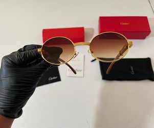 Cartier Brown lenes glasses Wooden Frame 140mm