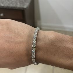 Diamond Test Approved! Silver 5MM Moissanite Tennis Bracelet 