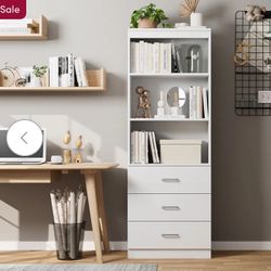 White Kahler 70.9'' H x 23.6'' W Standard Bookcase with 3 Drawers. NEW