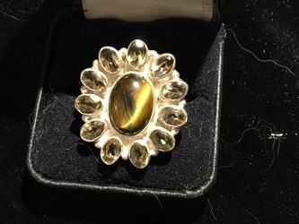 925 citrine and tigers eye ring