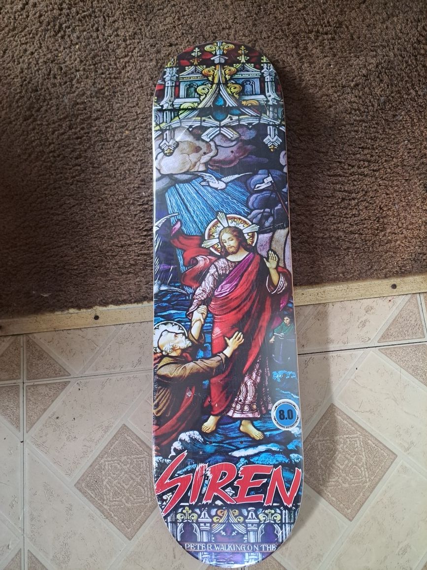 SIREN SKATEBOARDS THE CHURCH JESUS LOGO SKATEBOARD DECK SIZE 8.0