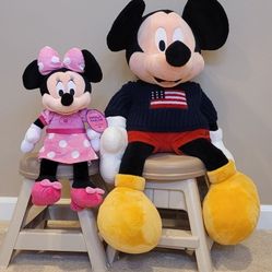 Giant 30" Vintage Mickey Mouse + 18" Minnie Mouse