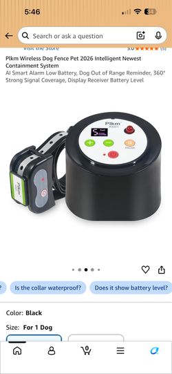 Plkm Wireless Dog Fence Pet 2026 Intelligent Newest Containment System, AI Smart Alarm Low Battery, Dog Out of Range Reminder, 360° Strong Signal Cove