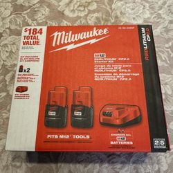 Milwaukee M12 12V Lithium-Ion Compact 2.0 Ah Battery Pack (2-Pack)