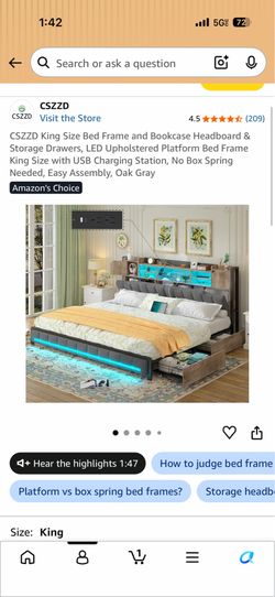 King bed frame and mattress