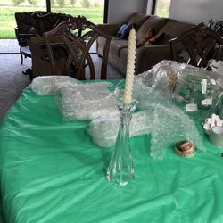 Mikasa Lead Crystal Skyline 10" Candle Holder Set of 2 Made in Czech Republic