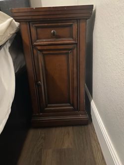 Wood night stand with plug in