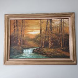 Oil Painting Signed And Framed Scene Of Woods