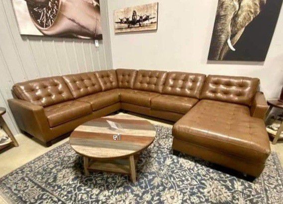 Baskove Auburn Leather Large Raf Sectional, Chaise,Seccional,Couches,Sofa,Living Room☆Ask for a discount COUPON,Recliner,Sofa Sleeper,Financing 