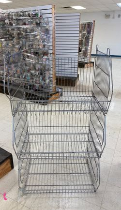 Three shelf baskets metal for businesses