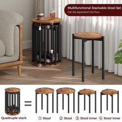 K367 $80  Stackable Nesting Stools Set of 4, Side & Coffee Tables, Kitchen, Bedroom  The stool set, 2 large and 2 small included, features a smart nes