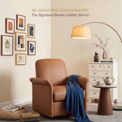 Leather Swivel Accent Chair 