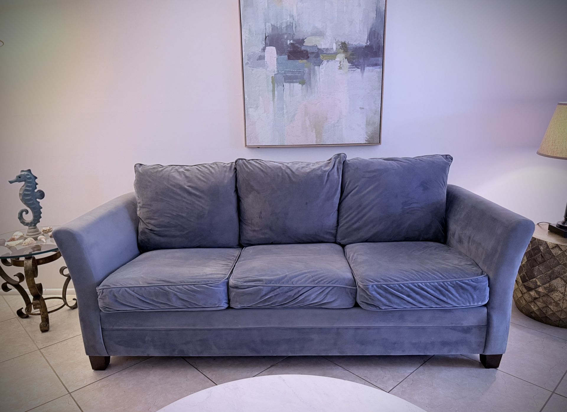 COZY Blue Velvet Sleeper Sofa