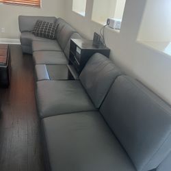Leather sectional (Grey) Great For Game Room